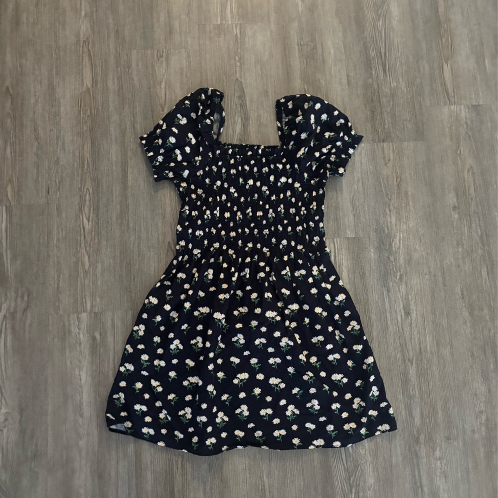 H&M Navy Blue Flower Patterned Dress NWT
